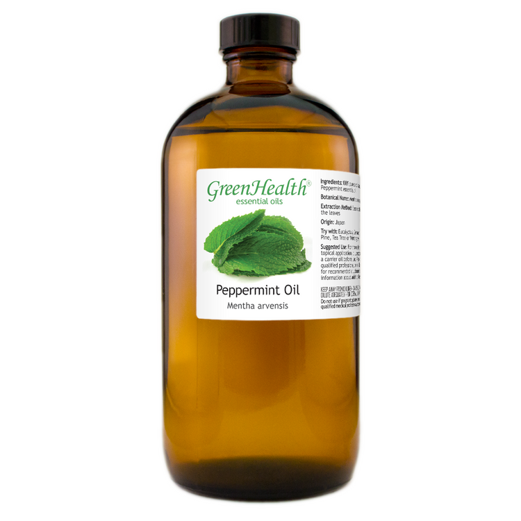 Peppermint Essential Oil - 16 fl oz - Amber Glass Bottle