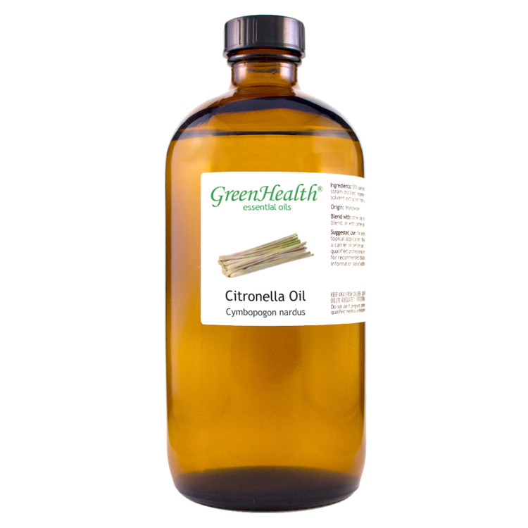 16 fl oz Citronella Essential Oil - Amber Glass Bottle w/ Cap