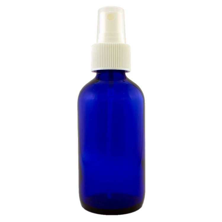 4 fl oz Cobalt Blue Glass Bottle w/ White Spray Cap