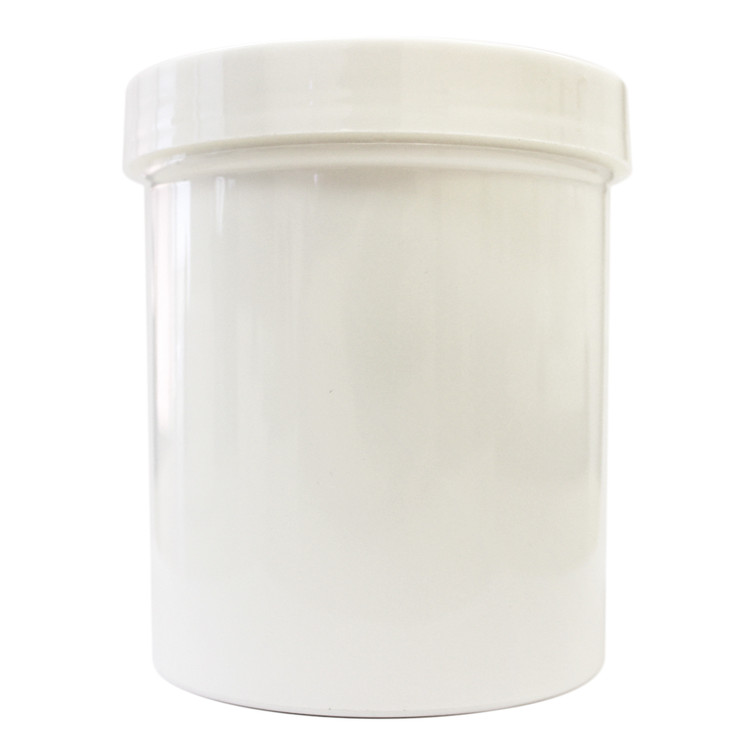 16 oz White Plastic Jar w/ Flat Lid