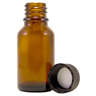 1/2 fl oz (15 ml) Amber Glass Bottle w/ Black Cap
