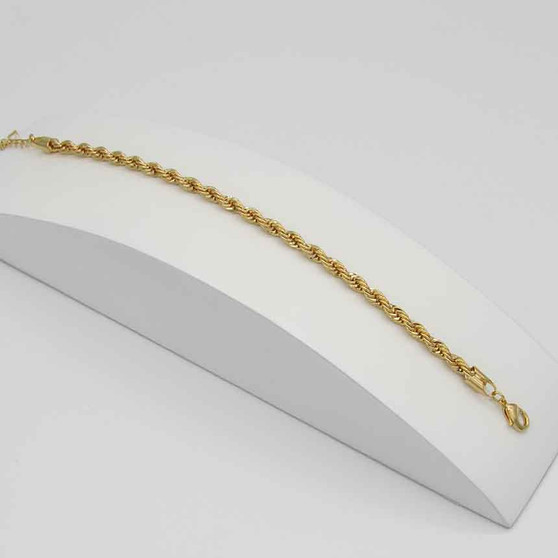 Pulseira cordão banhada em ouro 18k 18cm + 4cm