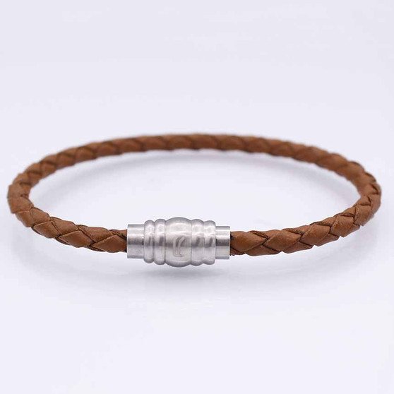 Pulseira Rosso couro 4MM light brown fecho steel