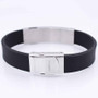 Pulseira Rosso 21cm borracha placa central 15x51 steel trabalhada black