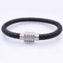 Pulseira Rosso couro preto 6MM fecho steel