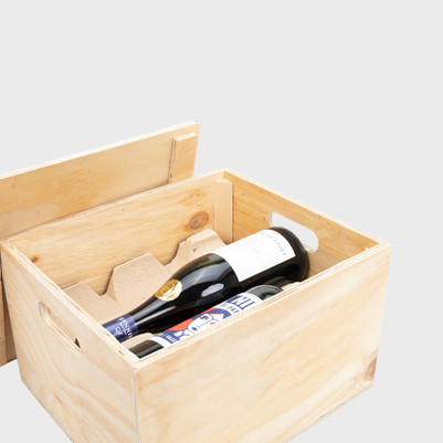 6 Bottle Wooden Wine Box with Drop on Lid pk 4