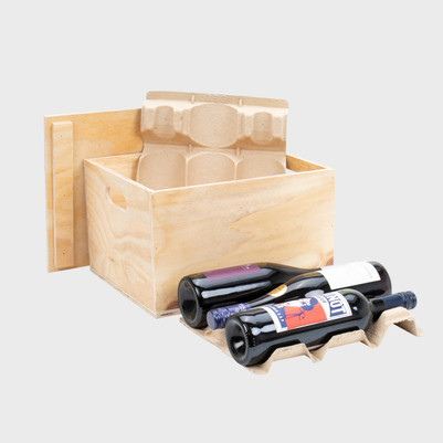 6 Bottle Wooden Wine Box with Drop on Lid and Optional Insert pk 4 W6H