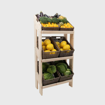 Norwood 3-Shelf Stand with Rustic Wicker Trays 650mm pk 1