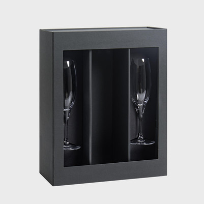 Magnetic Bottle Gift Box With Champagne Flutes pk 12 MFB3TG