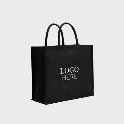 Personalised Large Black Jute Shopping Bag JS40BK-P