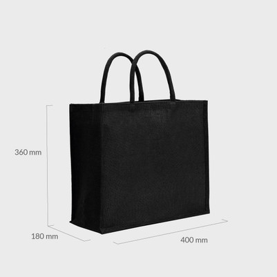 Personalised Large Black Jute Shopping Bag JS40BK-P