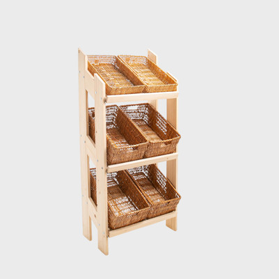Norwood 3-Shelf Stand with Natural Wicker Trays 650mm pk 1