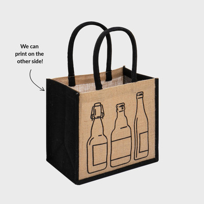 6 Bottle Beer Bag with Removable Dividers - Bottle Print pk 10 JB6BP