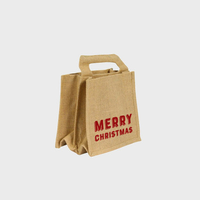 6 Beer Bottle Merry Christmas Jute Bag pk 10 JS06MC