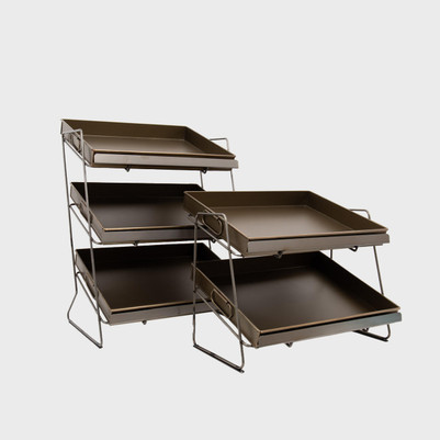 Railton Tiered Display Unit with Medium Brass Metal Trays (pk 1)  3TBRASS