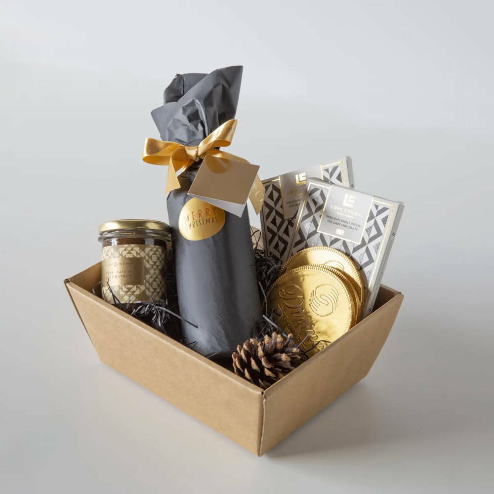 A gift tray with items in