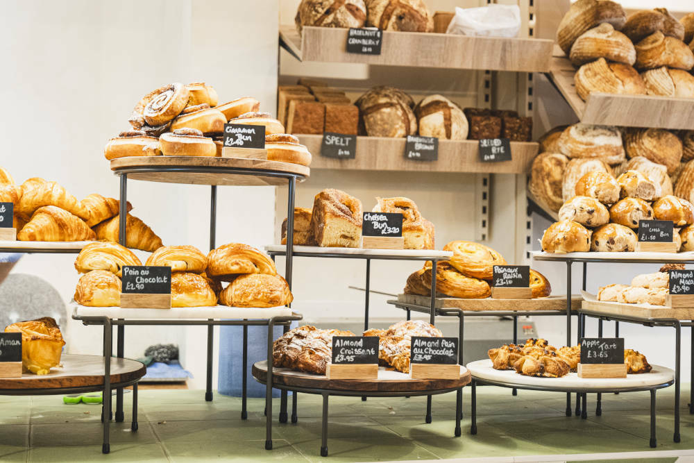 Stands for food to display all the bakehouse offerings