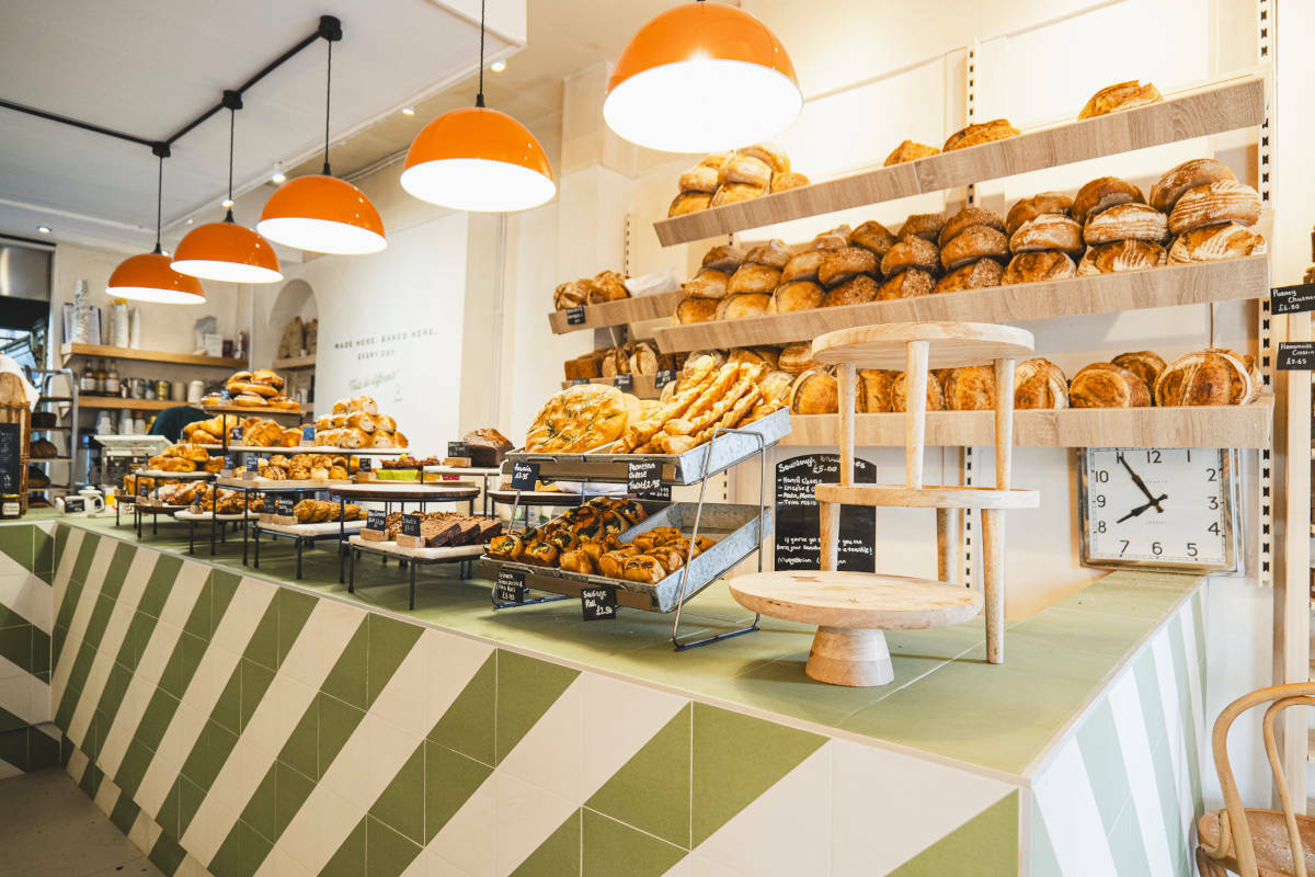 A larger look at the new store layout with baked goods neatly displayed