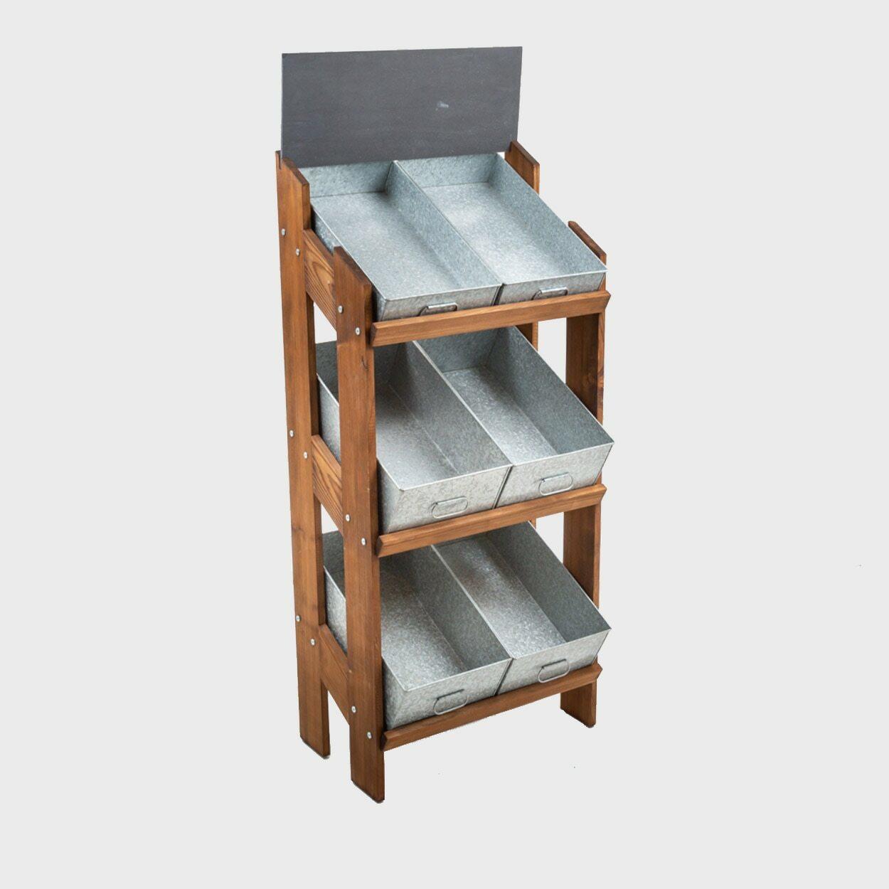 Norwood 3-Shelf Dark Oak Stand with Galvanised Trays 650mm pk 1