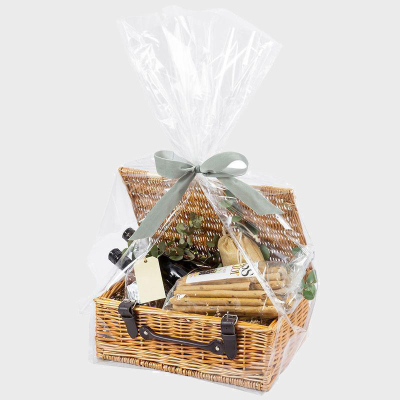 Small Cellophane Hamper Basket Bag With Gusset pk 25 WSBBVS