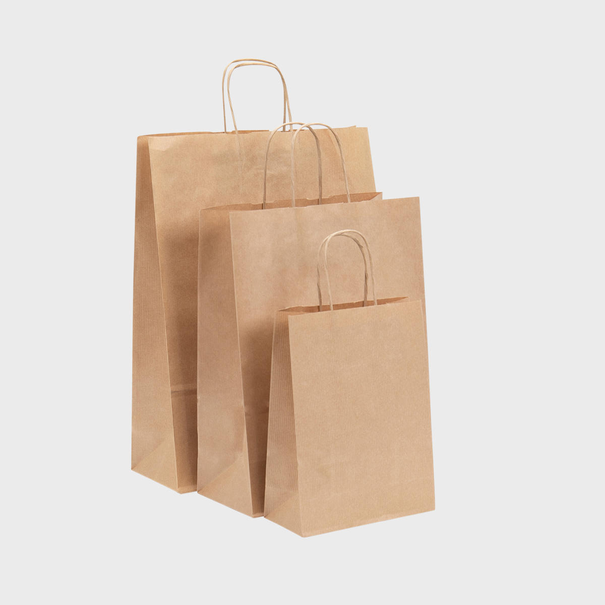 Ribbed Kraft Paper Bag with Twist Handles  KRBPAPER