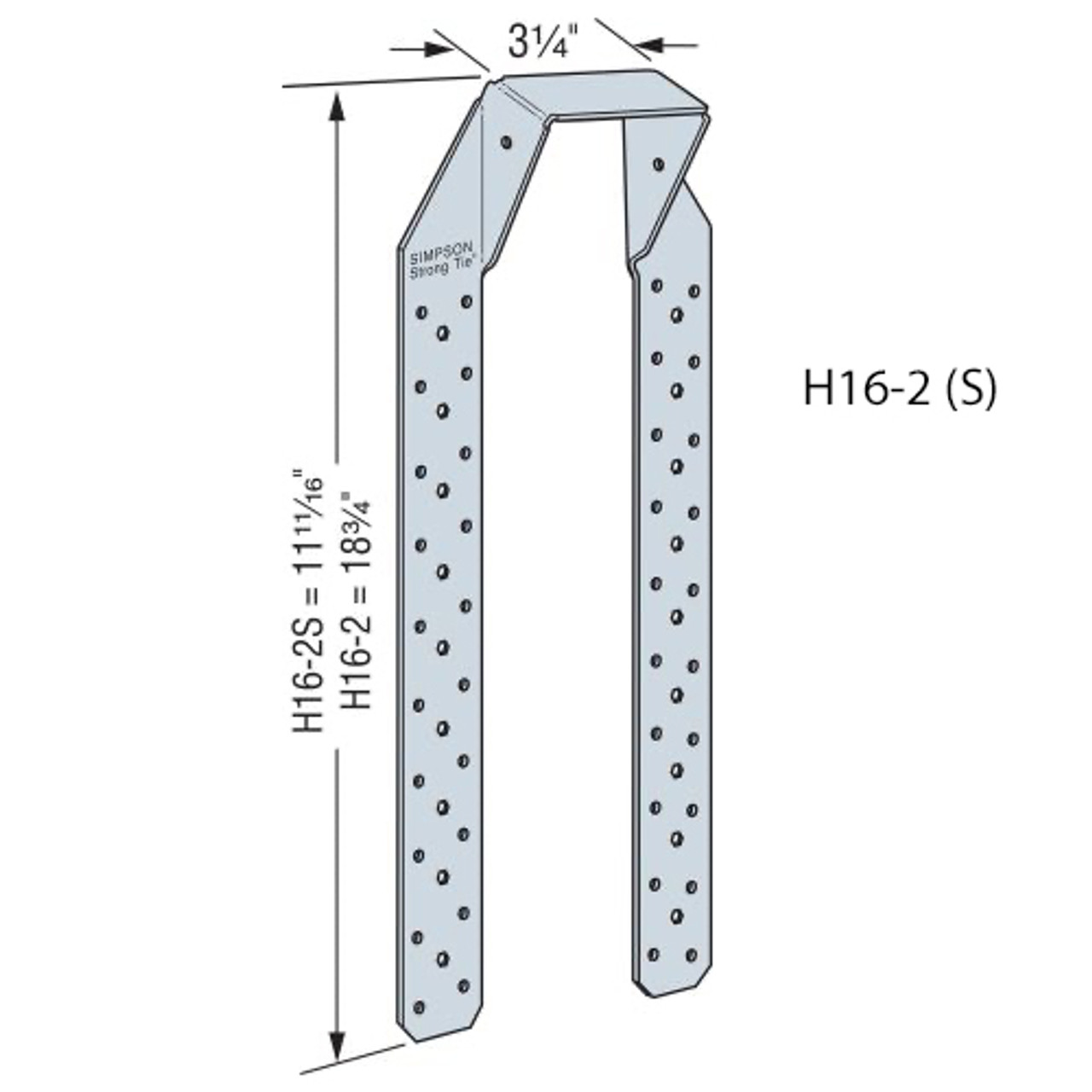 Simpson Strong-Tie H16-2S Hurricane Tie 25 Pk