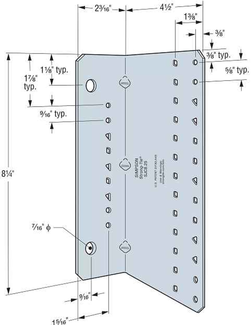 Simpson Strong-Tie MSJC8.25-R15 CFS Clip 2 X 4.5 X 8.25 12Ga 15 Pk Framing Fasteners