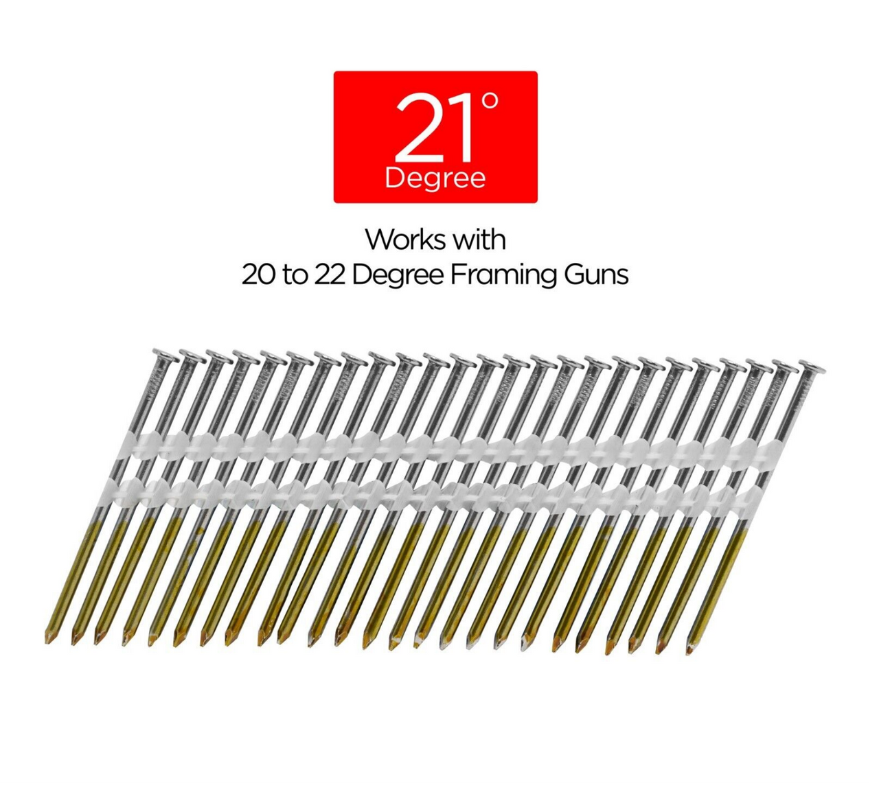 3" x .120" Bright Smooth Shank 21-22 Degree Plastic Collated Framing Nails 4000 ct - 3 x 120