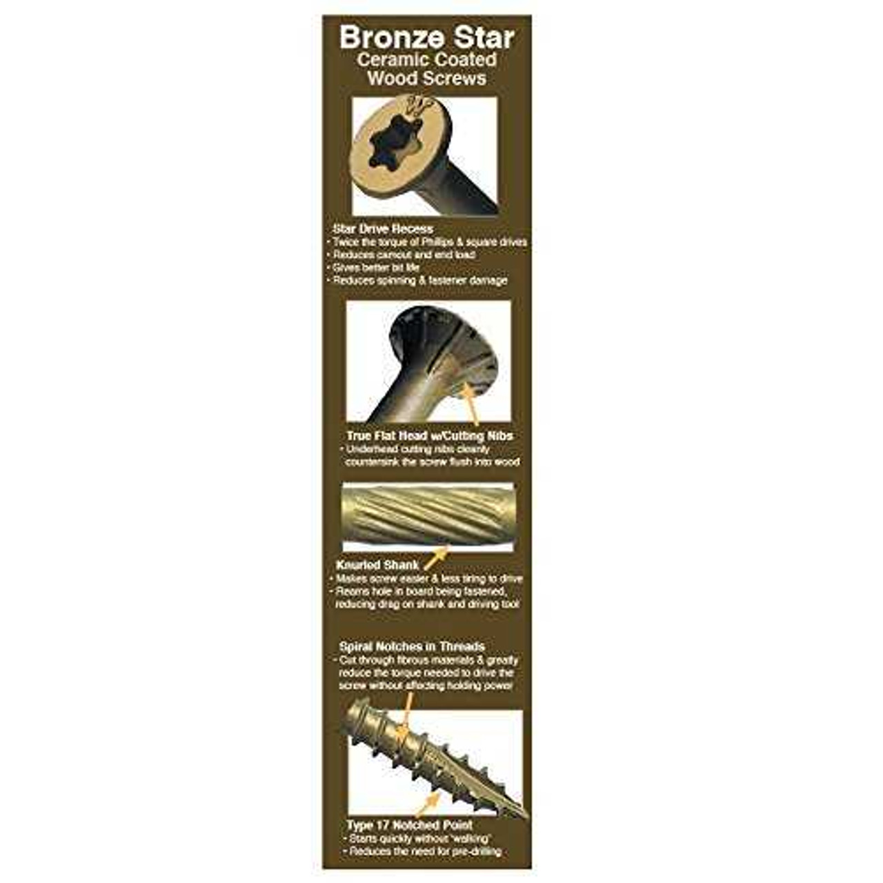 Big Timber 5BTX8112 8 x 1-1/2-Inch Bronze Star Flat Head Screw 2x5Lb