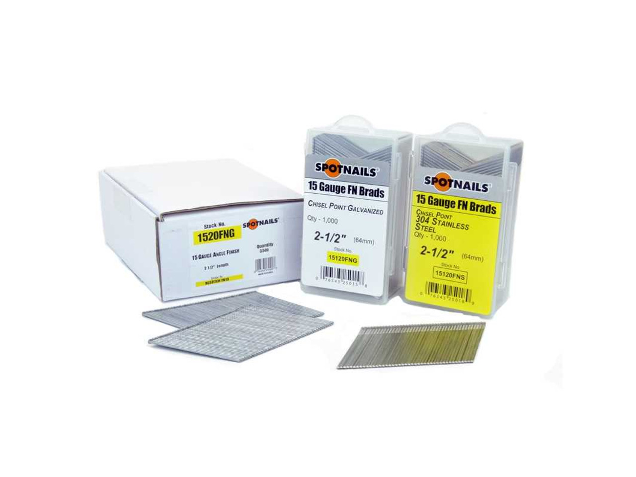 SpotNails 15112FNS 1-1/2 Inch 304SS Stainless 15 Ga Angle Brads 8M