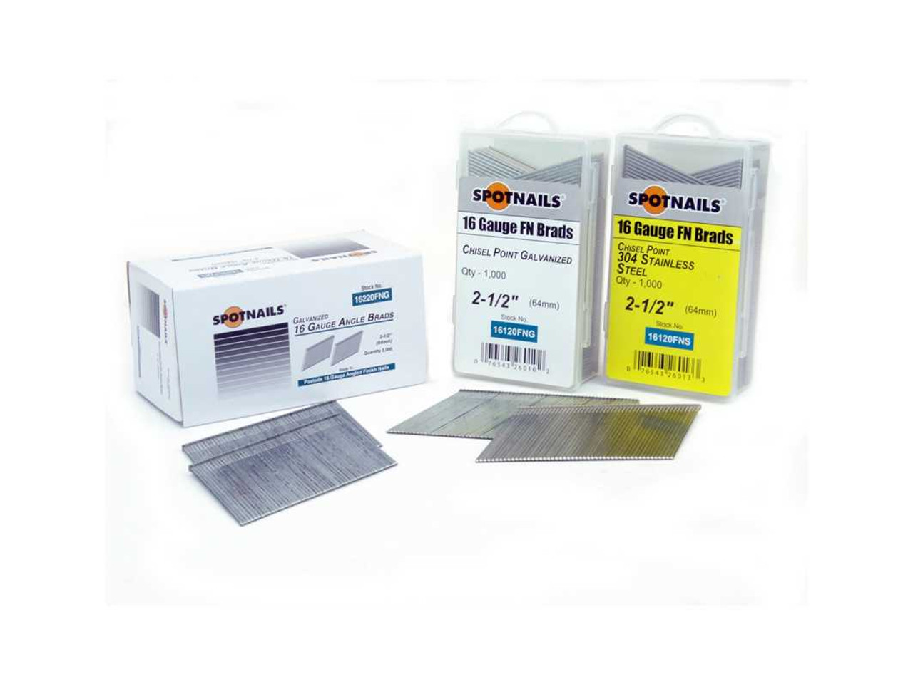 SpotNails 16120FNS 2-1/2" 304SS Stainless Steel 16 Gauge Brads 8M