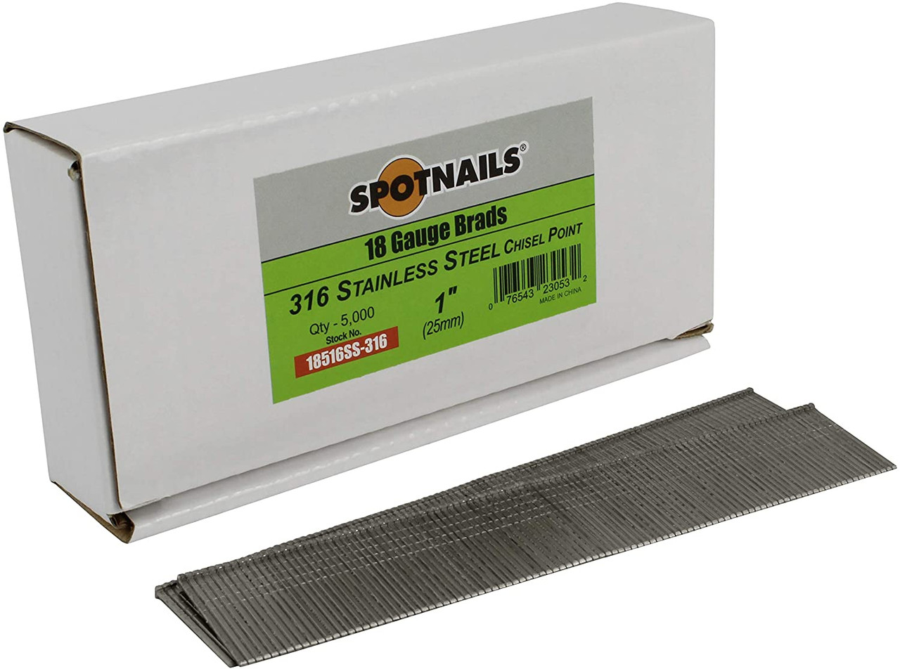 SpotNails 18516SS-316 1-Inch 18 Ga 316SS Brads 50M