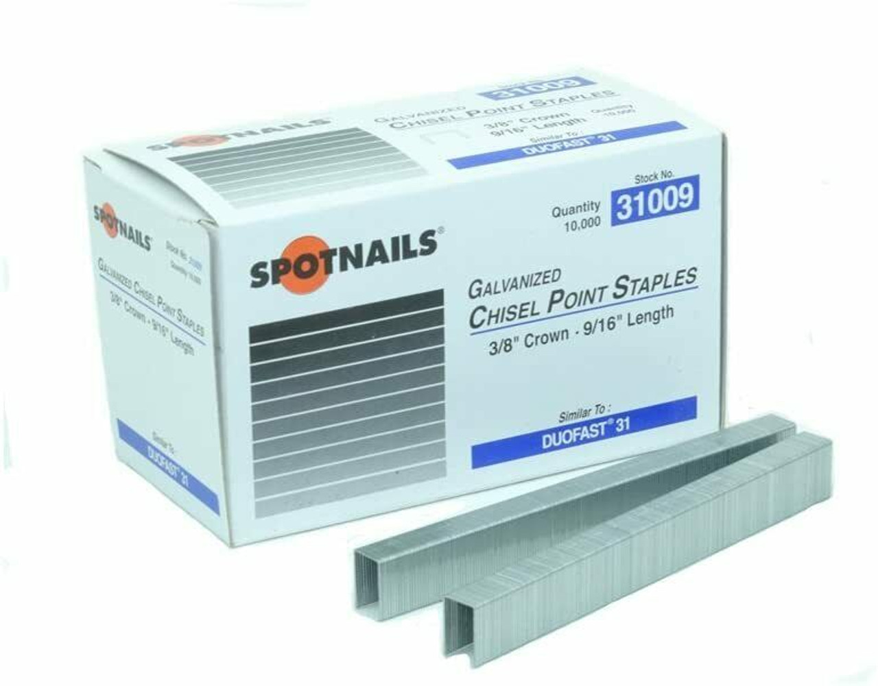 SpotNails 31003 3/16-Inch Galv 22Ga Chisel 3/8-Inch Crown Fine Wire Staples 200M