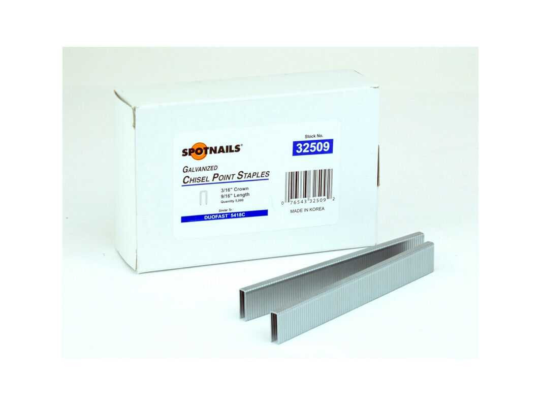 SpotNails 32509 9/16-Inch Galv 20Ga Chisel 3/16-Inch Crown Fine Wire Staple 100M