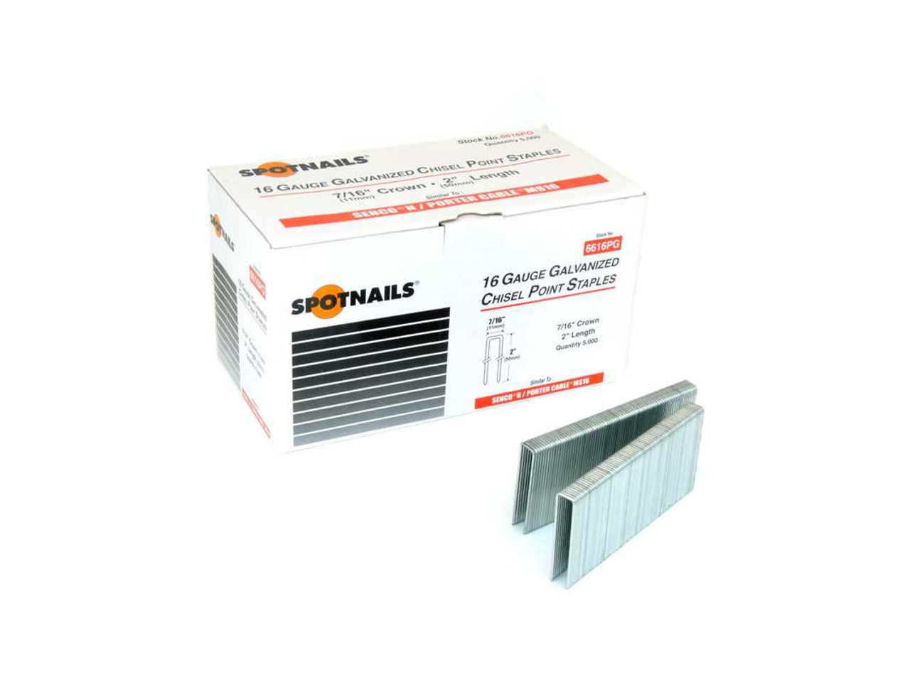 SpotNails 6612PG-10M 1-1/2-Inch Galvanized 16 Ga 7/16 Medium Crown Staples 10M Framing Fasteners