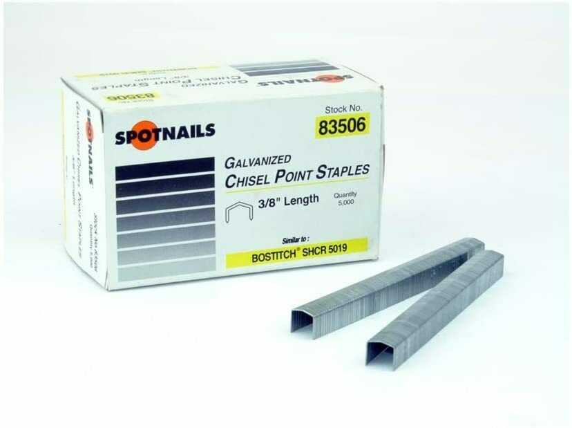 SpotNails 83506 3/8-Inch Galv 20Ga Chisel 7/16-Inch Crown Fine Wire Staples 100M