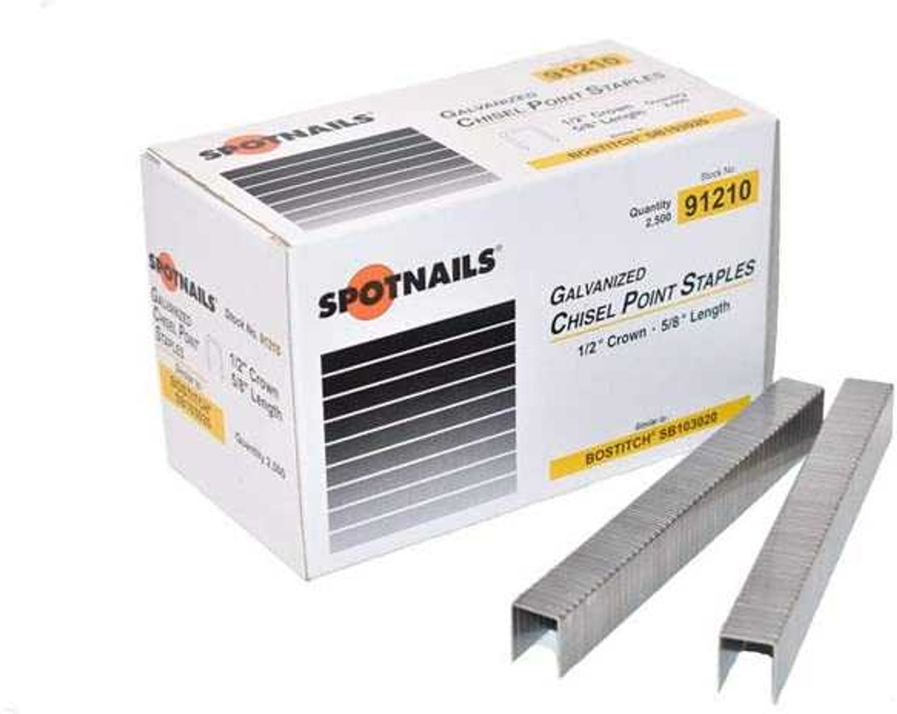 SpotNails 91206 3/8-Inch Galvanized Chisel 1/2-Inch Crown Fine Wire Staples 50M Framing Fasteners