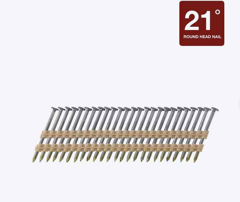 Fanaco 2-3/8" x .113" Bright Ring Shank 21 Deg Plastic Collated Framing Nails 5000 Per Box