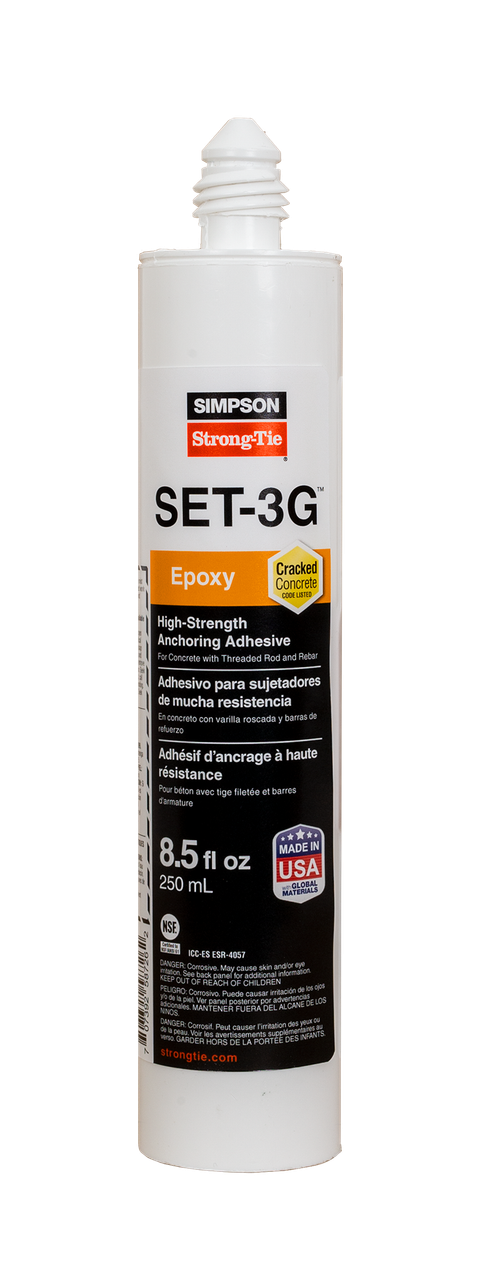 Simpson Strong-Tie SET3G10 SET-3G 8.5-oz. High-Strength Epoxy Adhesive w/ 1 Nozzle and Extension 12Pk