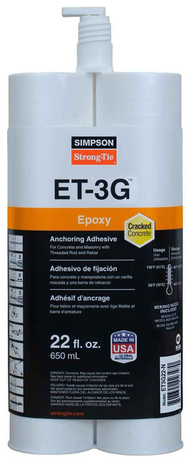 Simpson Strong-Tie ET3G22-N Epoxy Adhesive with Nozzle and Extension  8 Pk