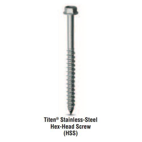 Simpson Strong-Tie TTN25134HSS Titen-Hex Head 1/4 x 1-3/4 - 410SS Screw 500 Pk