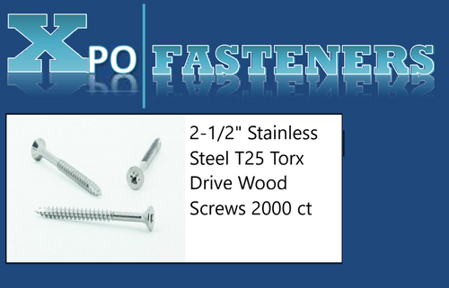 XPO Fasteners #10 X 2-1/2" 305 Stainless Steel Torx Drive Deck Screws 2000 ct