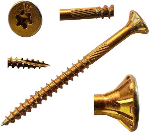Big Timber YTX8212 #8 x 2-1/2 Star Drive Flat Head Gold Finish Steel Wood Screws 3x5Lb