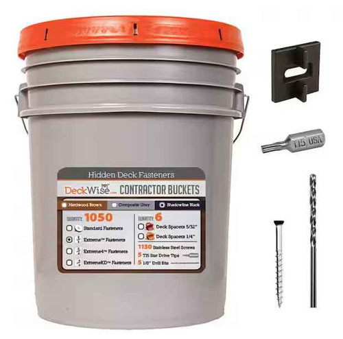 DeckWise Extreme Ipe Clip 3/32" Gap Black Biscuit Style Hidden Deck Fastener Kit for Hardwoods (1050-Bucket) FramingFasteners