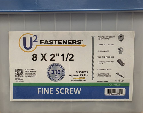 2-1/2 inch stainless steel screws