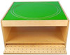 Playscapes 3branch Discovery Mini Children's Activity Table, wooden children's activity table with green top featuring circular race track design.