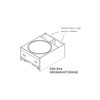 Playscapes 3branch Discovery Mini Activity Table, diagram of a compact activity table with removable acrylic inserts and built-in bins for storage.