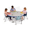 Jonti-Craft See-Thru Table Divider Shields - 4 Station, 3 Sizes, transparent acrylic shields separating children at a round activity table for safety and social distancing.