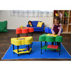 Angeles Children’s Sensory Table - Choose From 4 Colors, colorful sensory tables for kids with sand, water, and art supplies in a bright playroom.