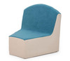 Novum Tulip Soft Furniture Elements, modern upholstered armchair with blue and beige fabric.